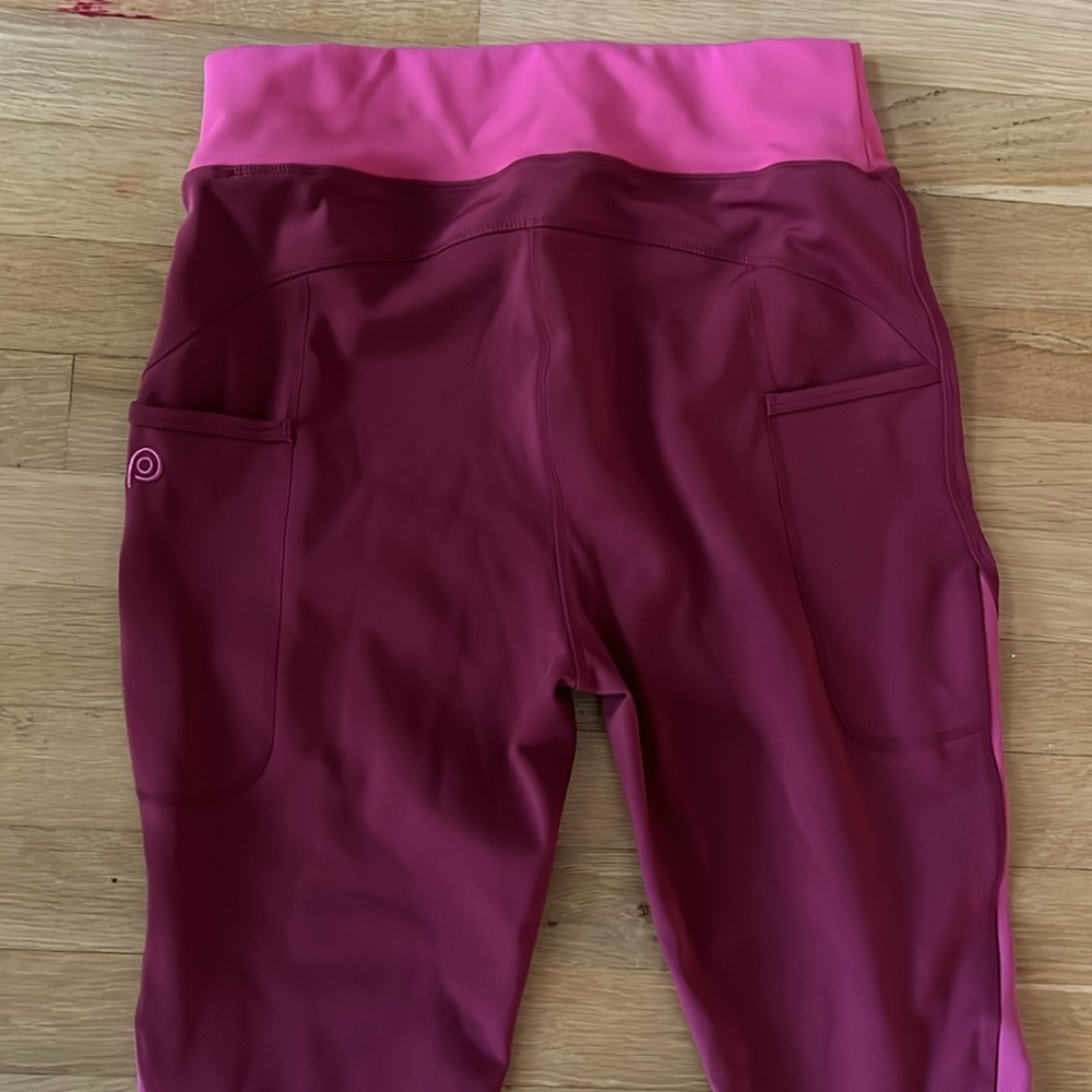 POP Fit Vibrant Pink and Deep Red Leggings, Like new